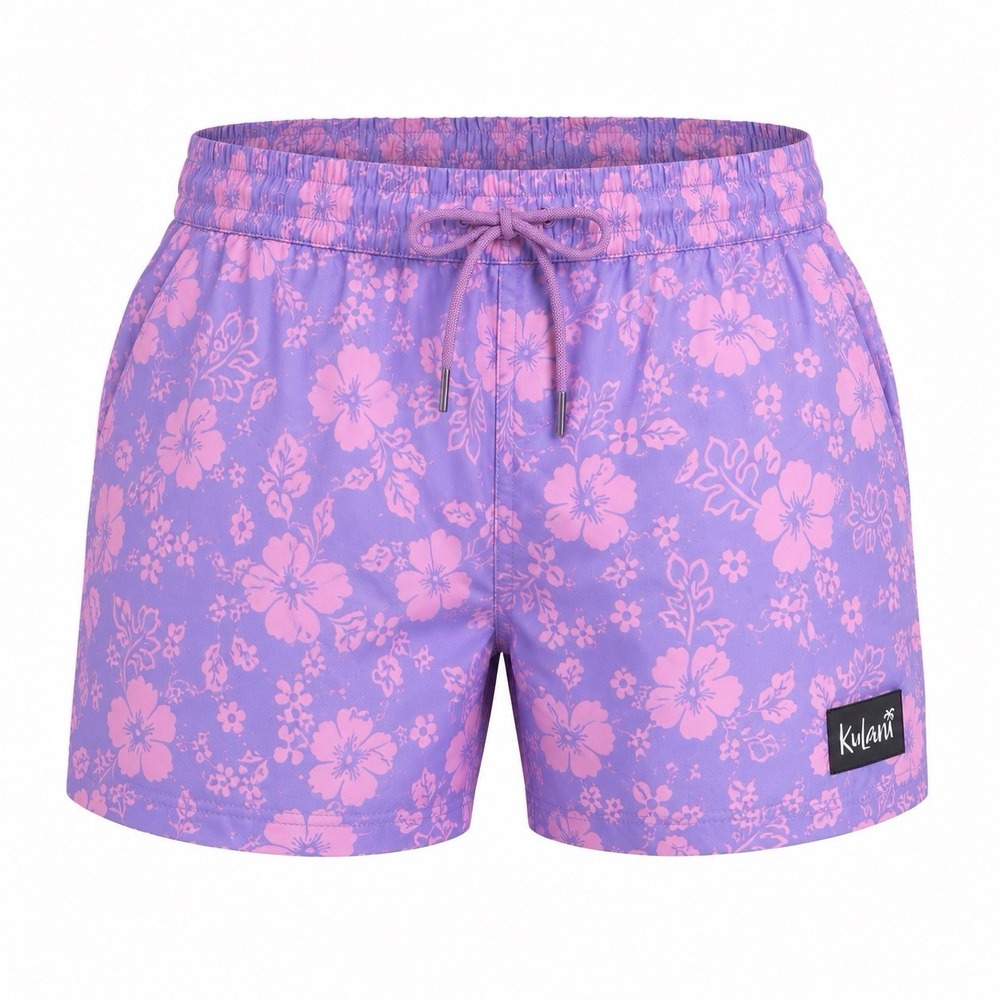 Kulani Kinis Lilac Love Swim Trunks Boardshorts Mens Small Floral Side Pockets